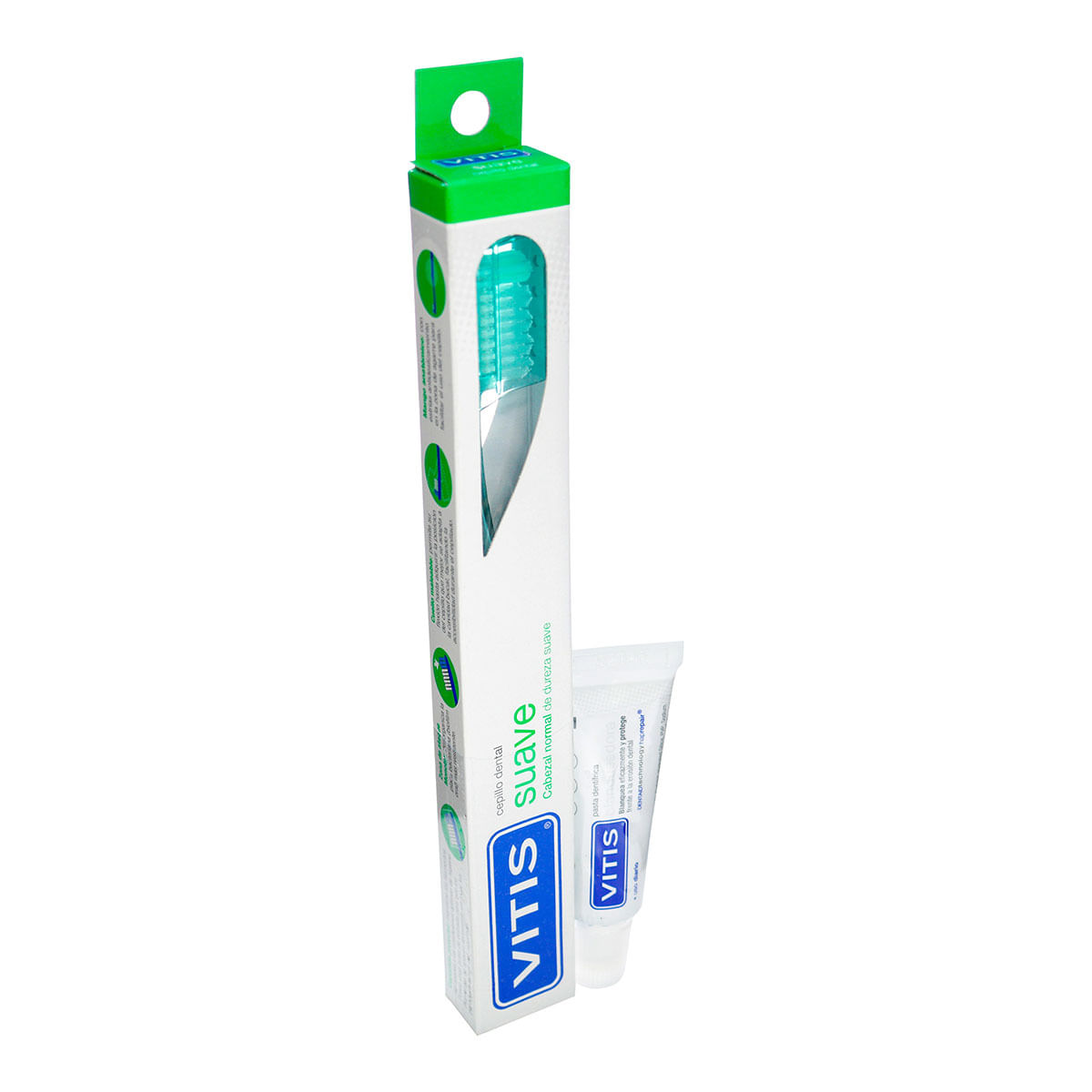 Cepillo Dental Suave + Pasta Dentífrica Vitis Blanqueadora Menta Tubo x 15 mL.