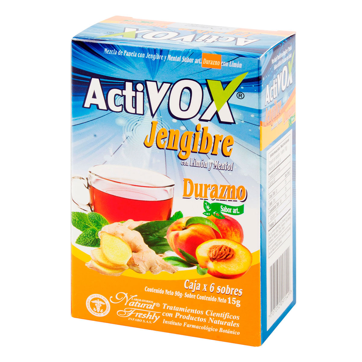 Mezcla Activox Jengibre Natural Freshly Durazno Sobre X 15 Caja X 6 Uds.