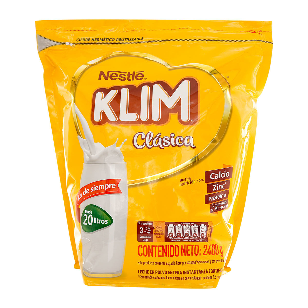 Leche Klim Nestlé Clásica Instantánea Fortificada Polvo Paquete x 2400 g