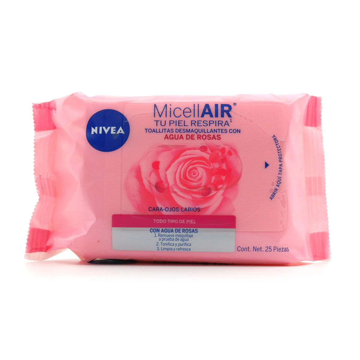 Toallitas Húmedas Nivea Desmaquillantes Agua de Rosas Paquete x 25 Uds