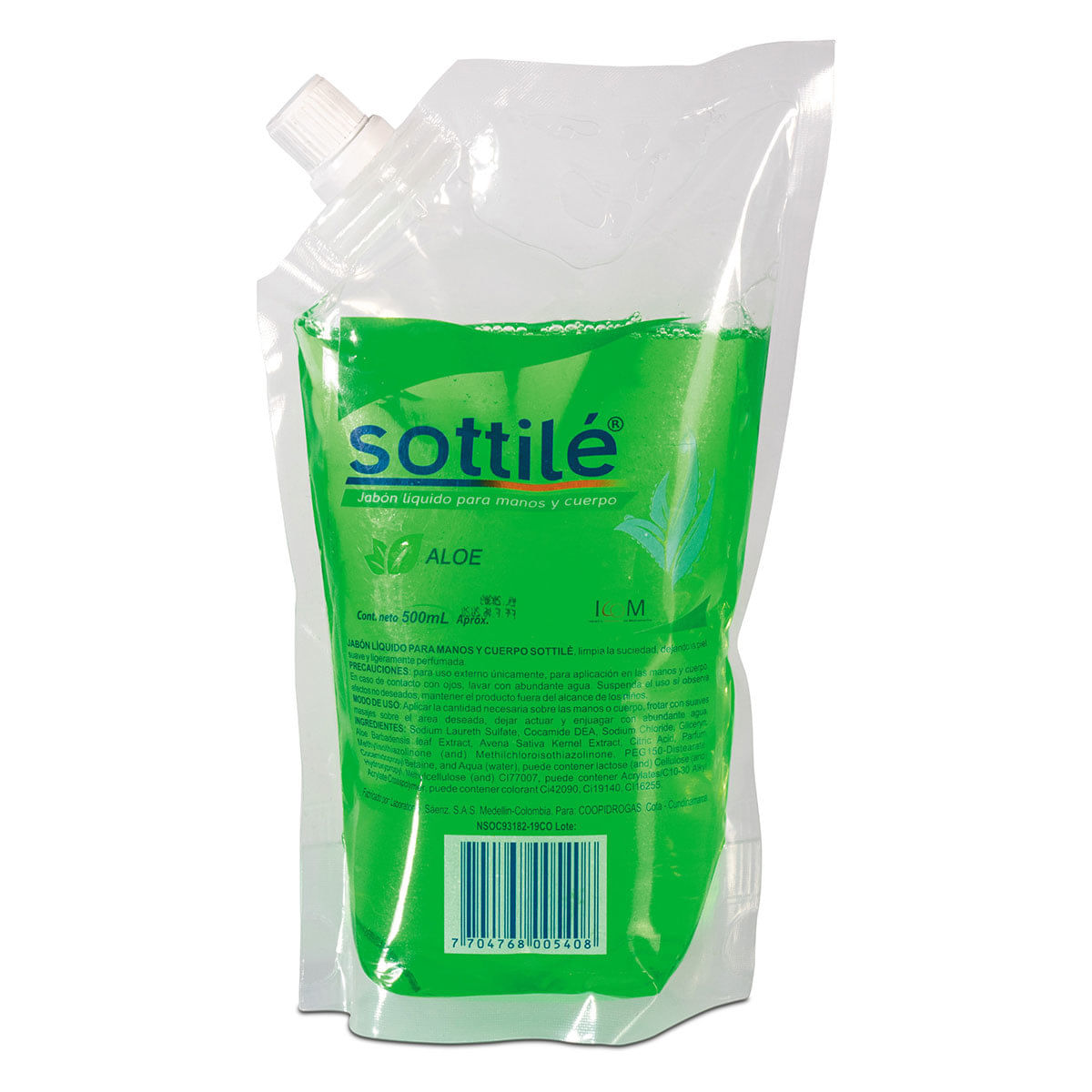 Jabón Líquido Icom Sottilé Áloe Doypack X 500 Ml.