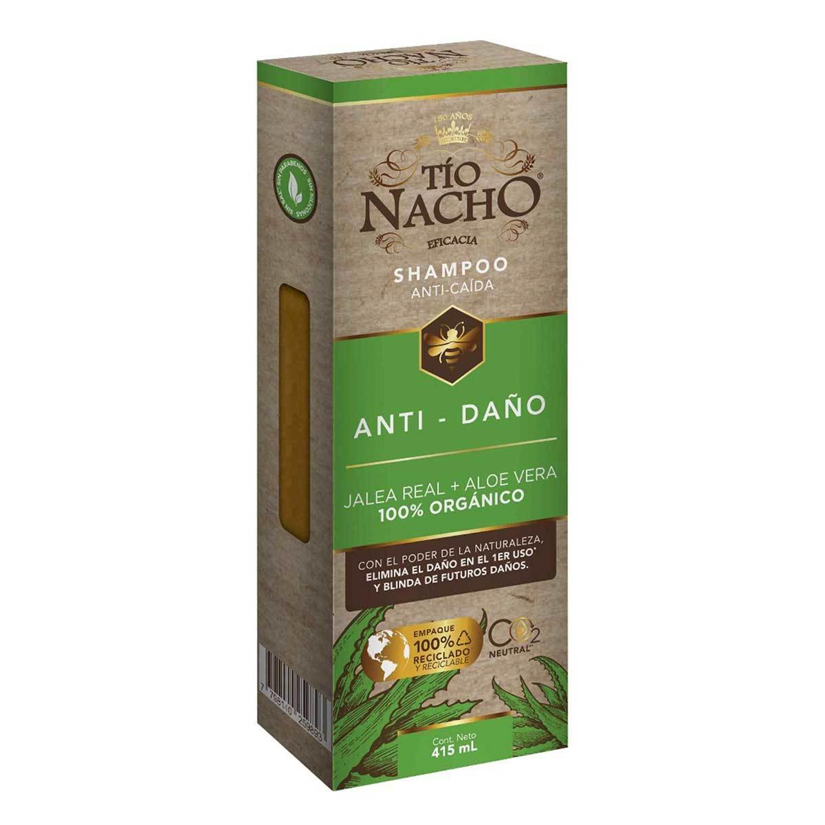 Shampoo Tío Nacho Jalea Real y Áloe Vera Anti Daño Frasco x 415 mL.