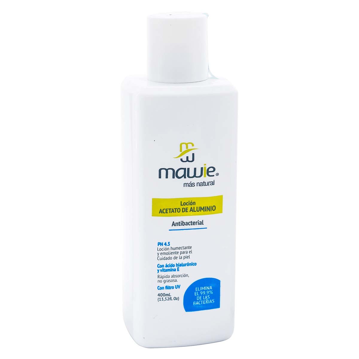Loción Acetato De Aluminio Mawie Antibacterial Frasco X 400 Ml.