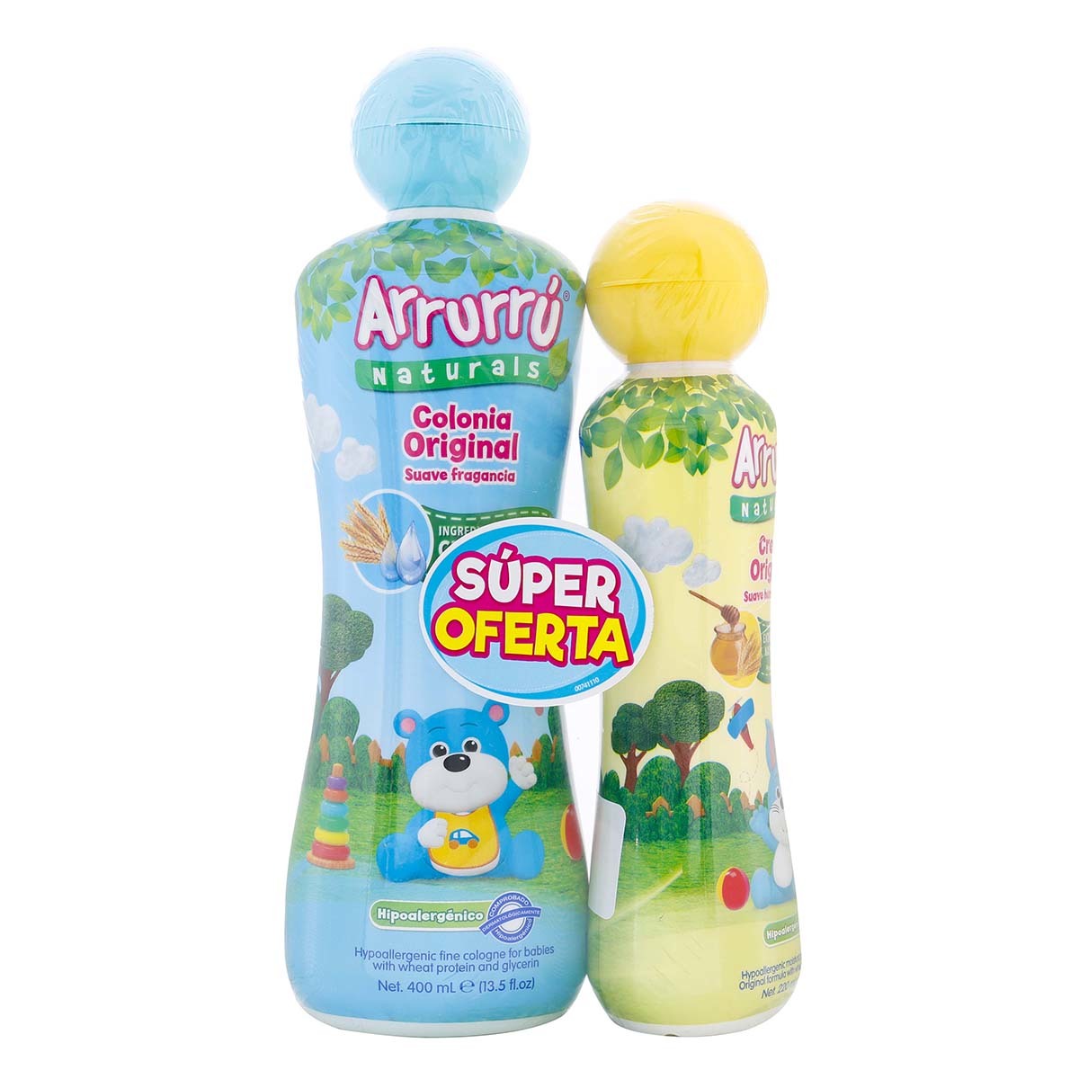 Colonia Original Arrurrú Naturals Azul Frasco x 400 mL + Crema Arrurrú Humectante Frasco x 220 mL Super Oferta.