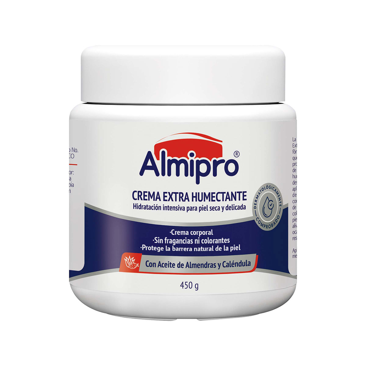 Crema Extra Humectante Almipro Con Aceite De Almendras Y Caléndula Frasco X 450 G.