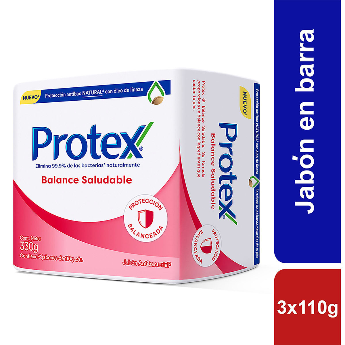 Jabón Antibacterial Protex Balance Saludable Barra x 110 g Empaque x 3 Uds.