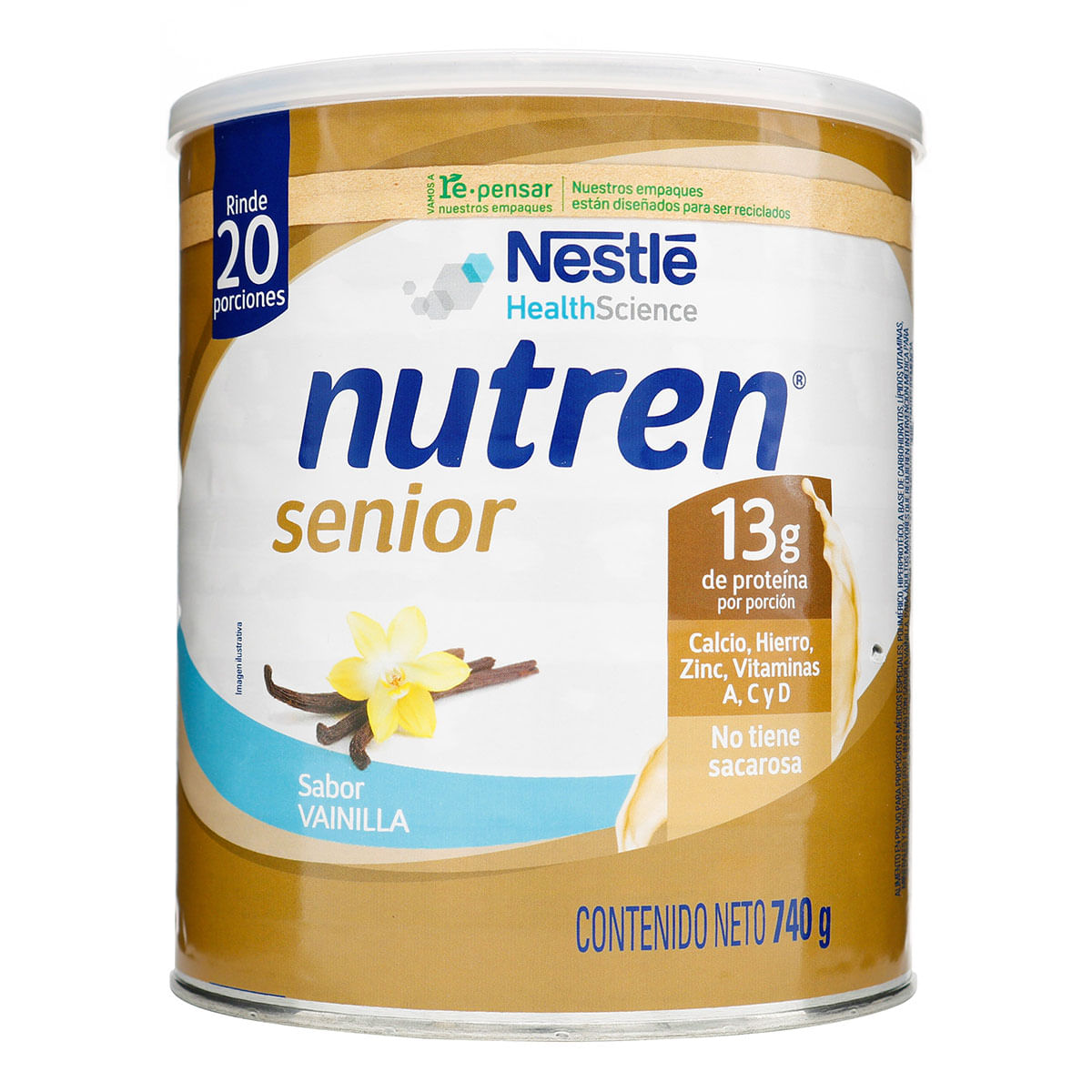 Alimento en Polvo Nutren Senior Vainilla Nestle Tarro x 740 g