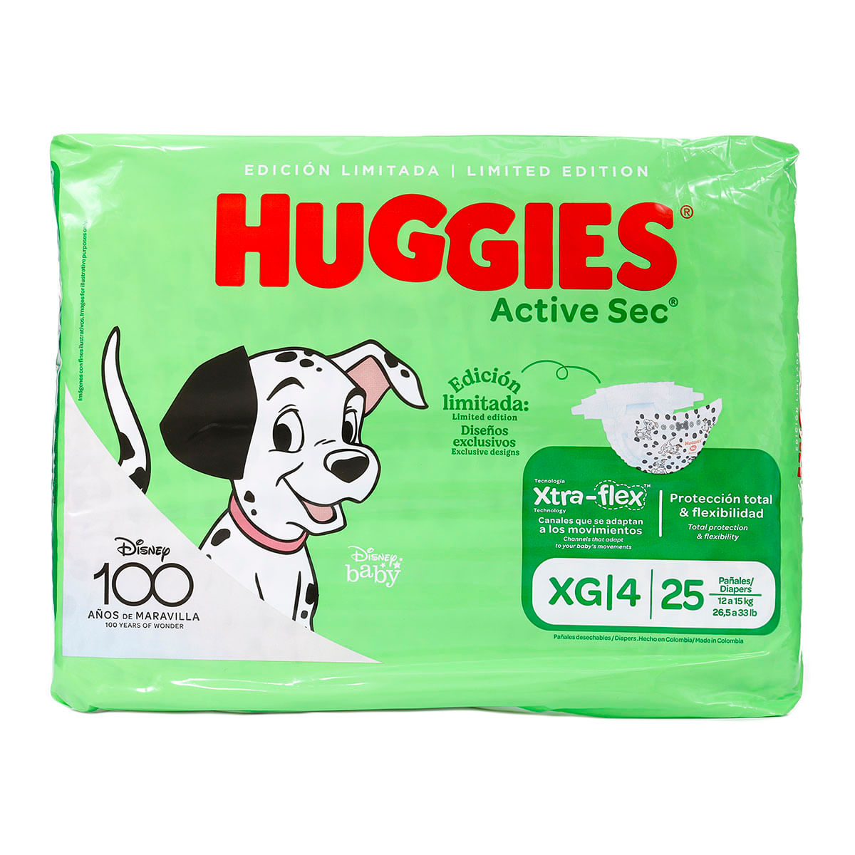 Pañales Desechables Huggies Active Sec Etapa 4/XG Paquete x 25 uds.