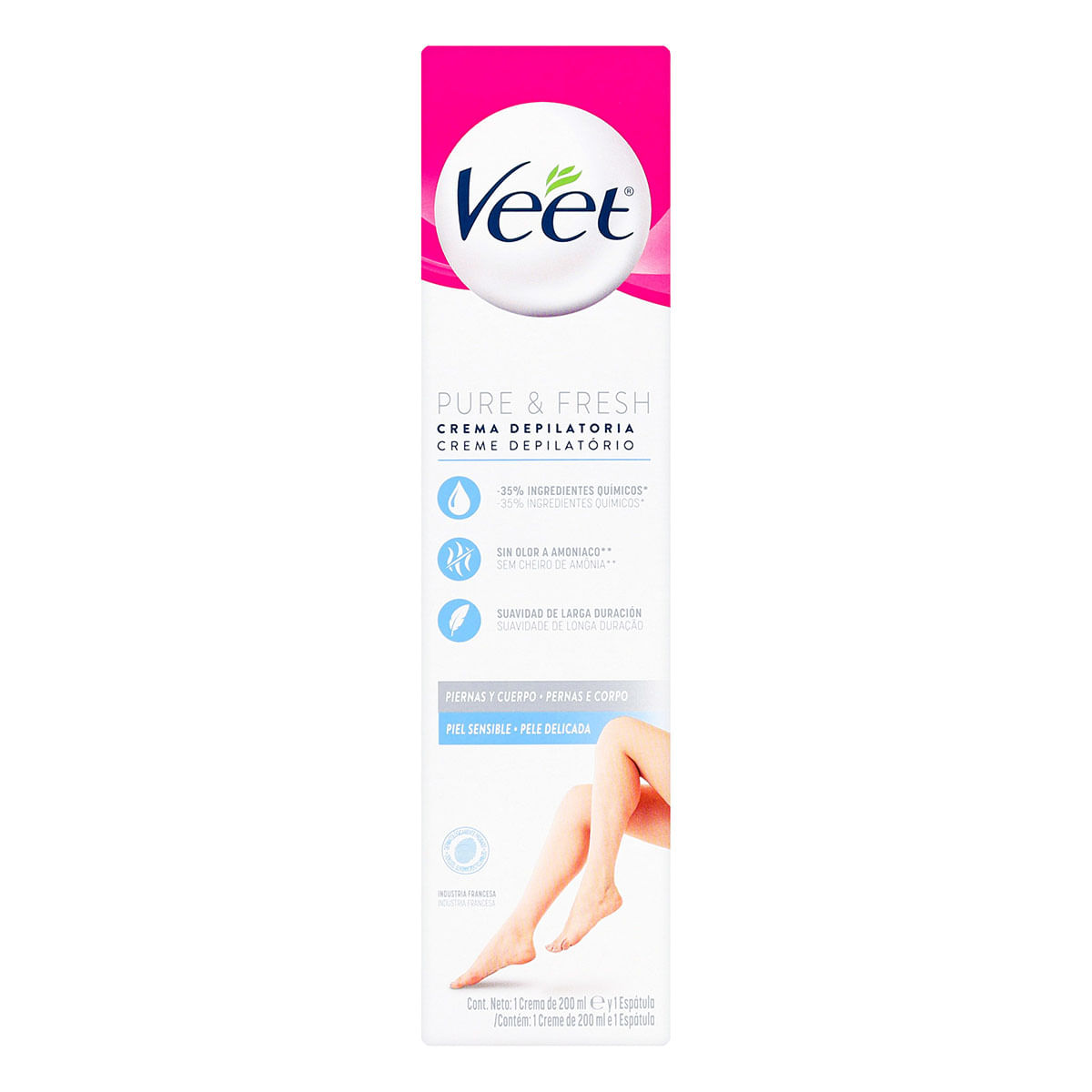 Crema Depilatoria Pure And Fresh Piel Sensible Veet Tubo x 200 mL