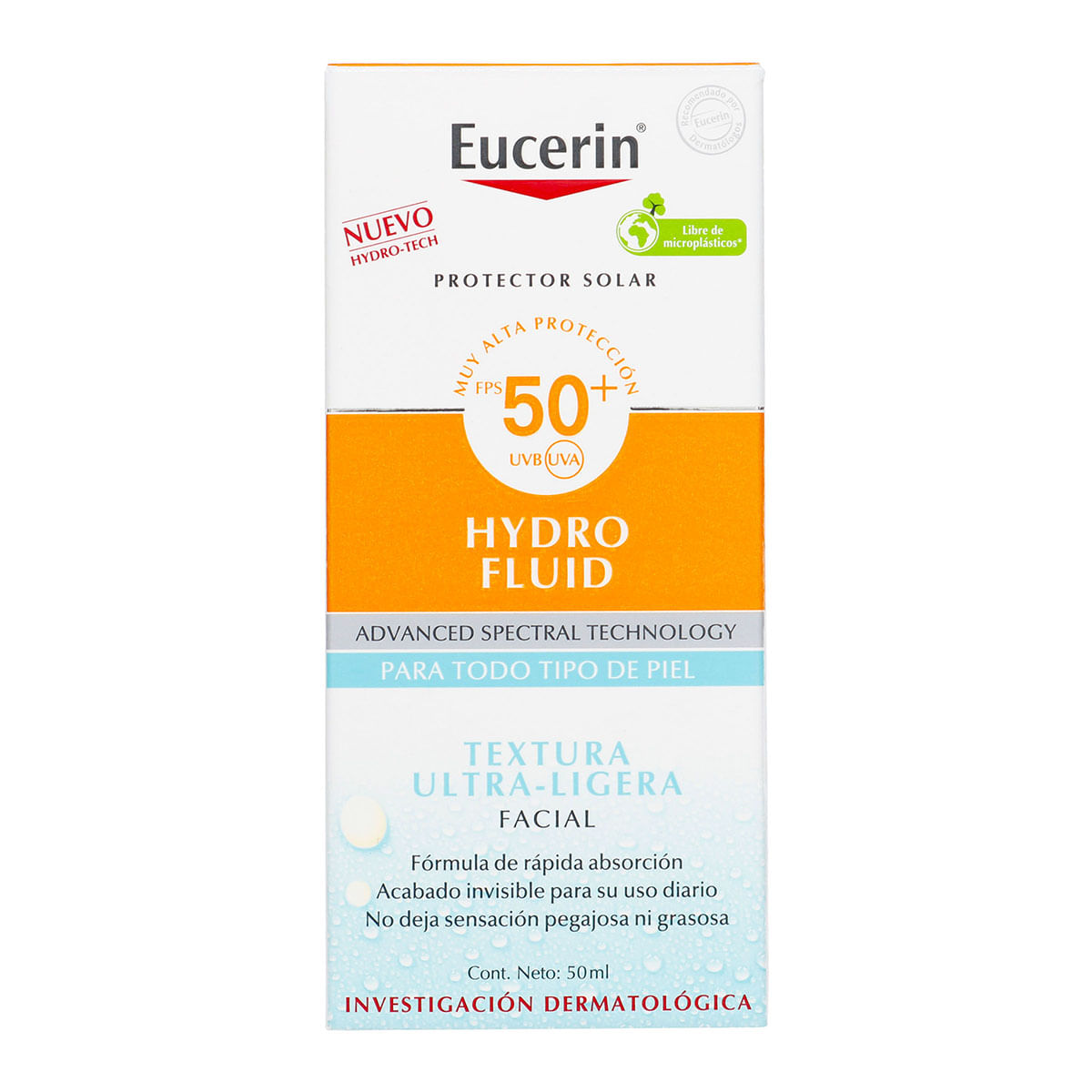 Protector Solar Facial Textura-Ligera Hydro Fluid Eucerin Frasco x 50 mL