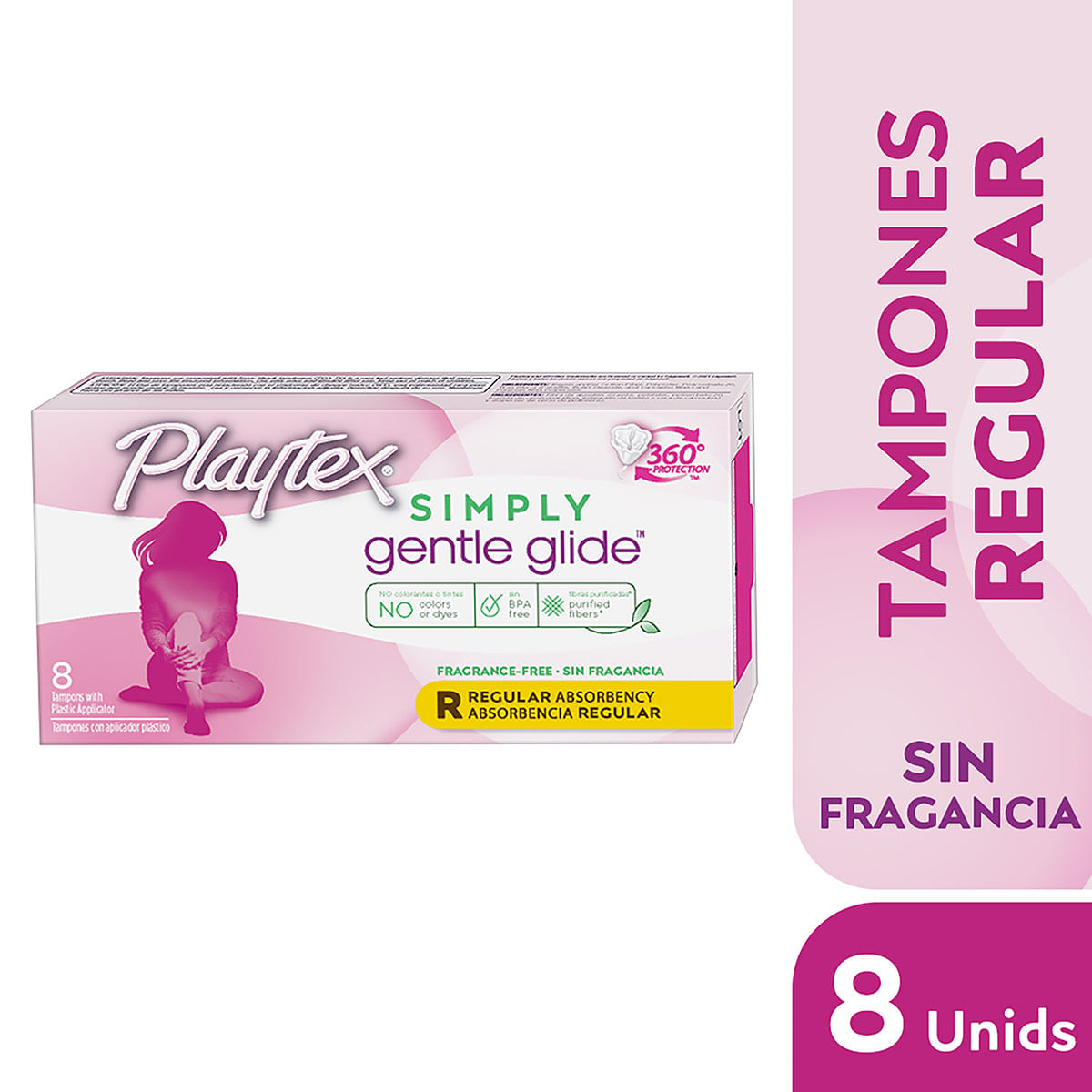Tampón con Aplicador Plástico Simply Gentle Glide Playtex Caja x 8 Uds