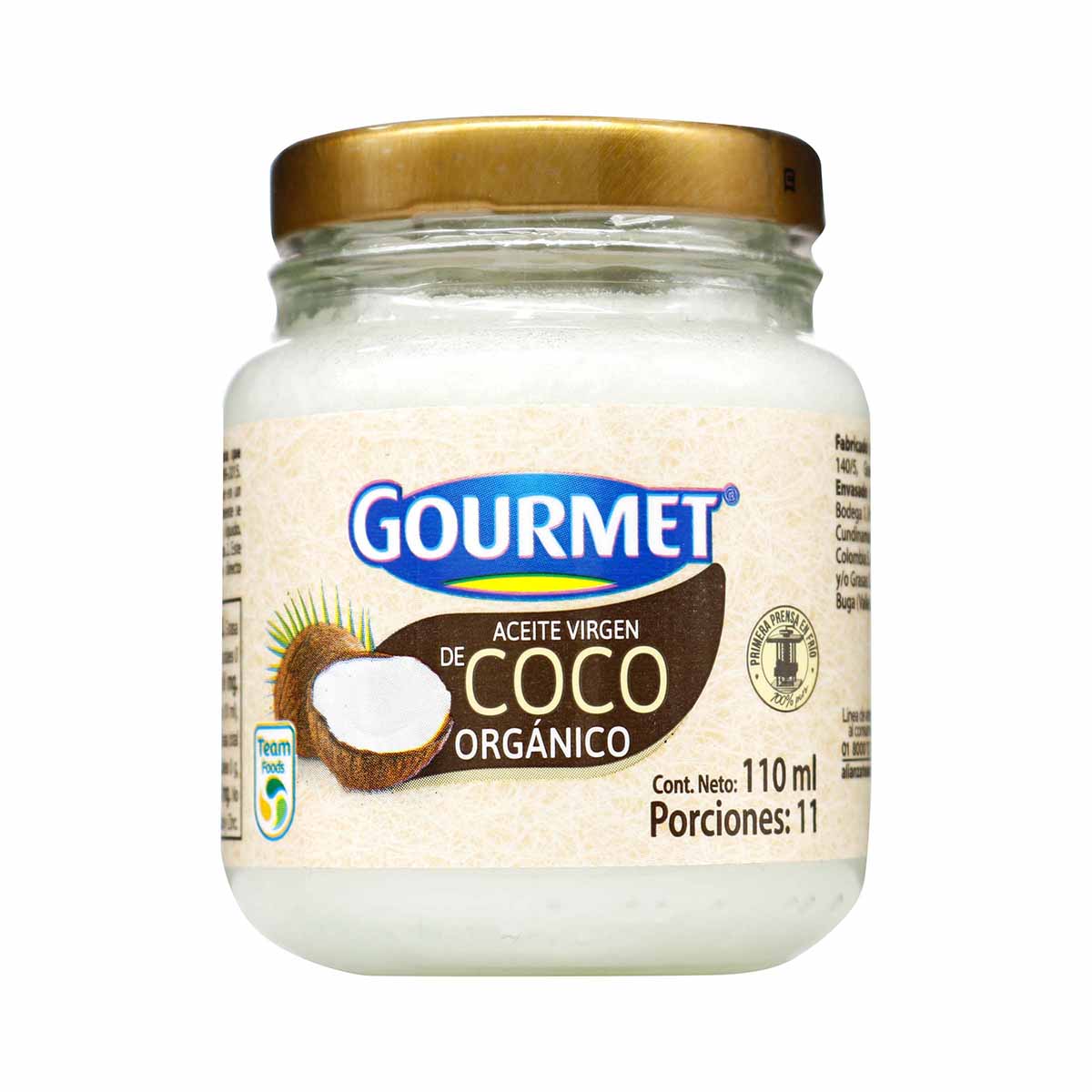 Aceite Virgen de Coco Orgánico Gourmet Frasco x 110 mL