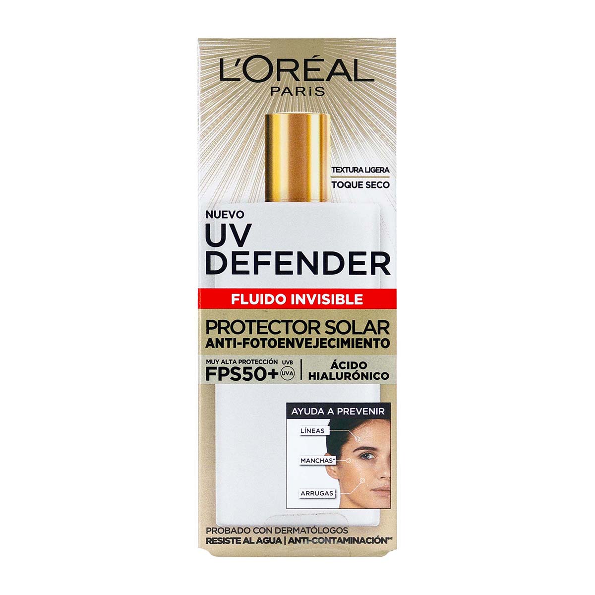 Protector Solar UV Defender Fps50+ Fluido Invisible Loréal Paris Frasco x 40 g