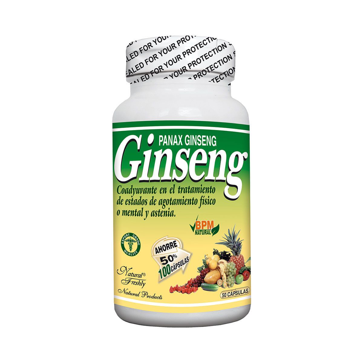 Ginseng Natural Freshly Frasco X 50 Cápsulas Ahorre 50% 100 Cápsulas.
