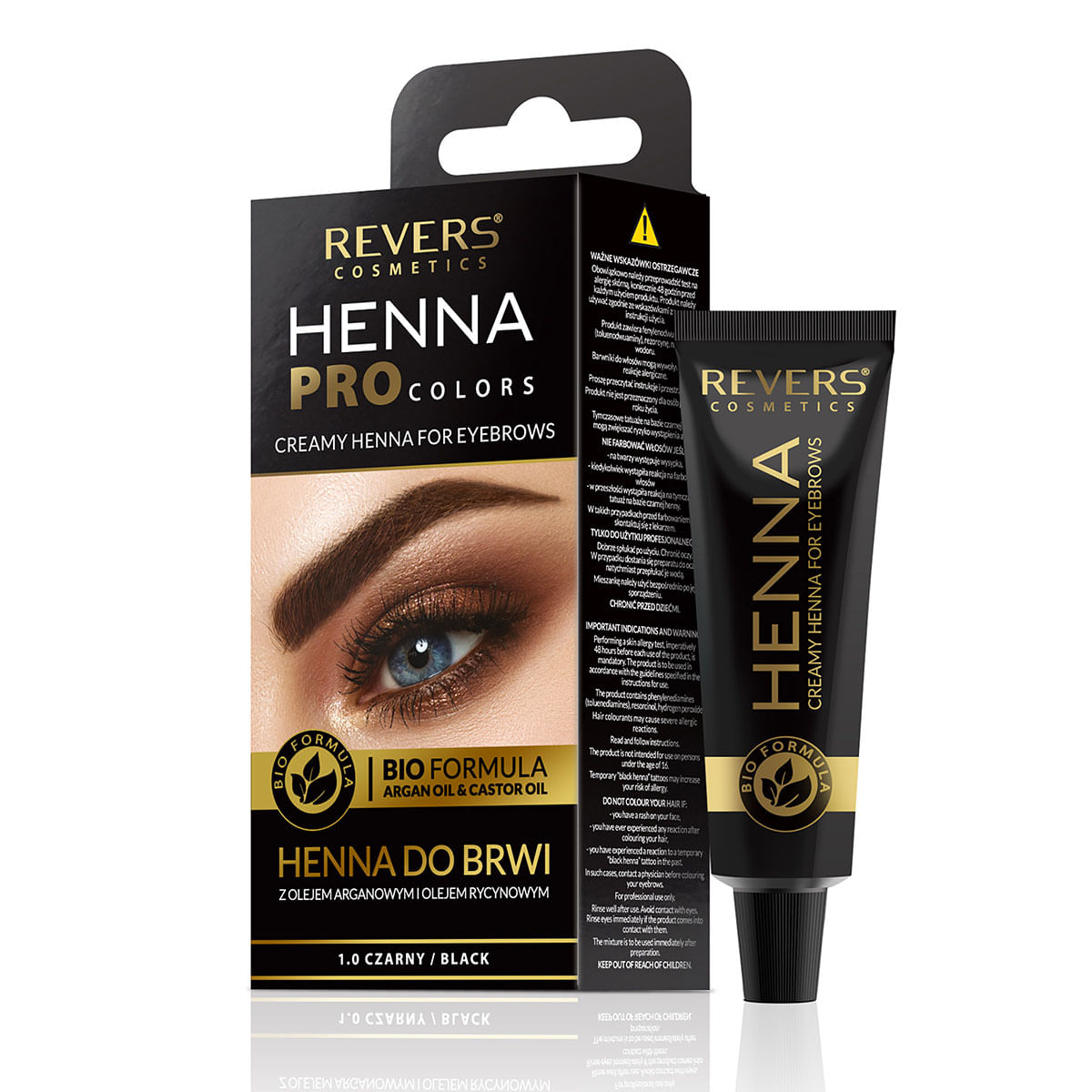 Henna para Cejas Negro Revers Cosmetics Caja x 1 Kit