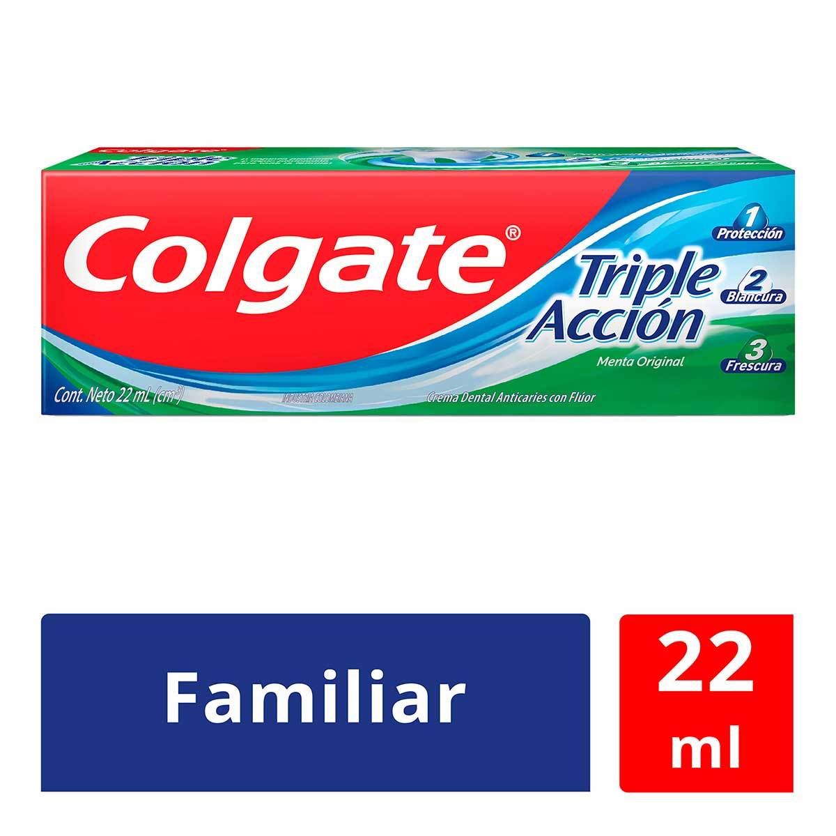 Crema Dental Colgate Triple Acción Menta Caja x 22 mL
