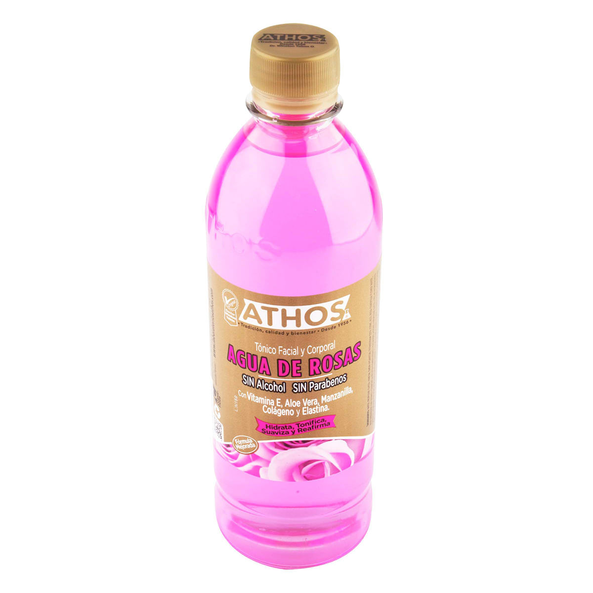 Tónico Facial y Corporal de Agua de Rosas Athos Frasco x 500 mL.