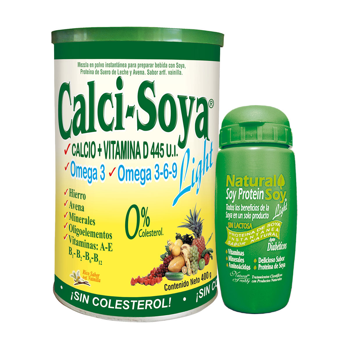 Mezcla Calci-Soya Light Natural Freshly Vainilla Polvo Tarro X 400 G + Botilito.
