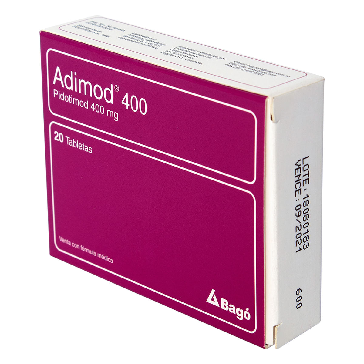 Adimod 400 Mg Bagó Caja X 20 Tabletas.