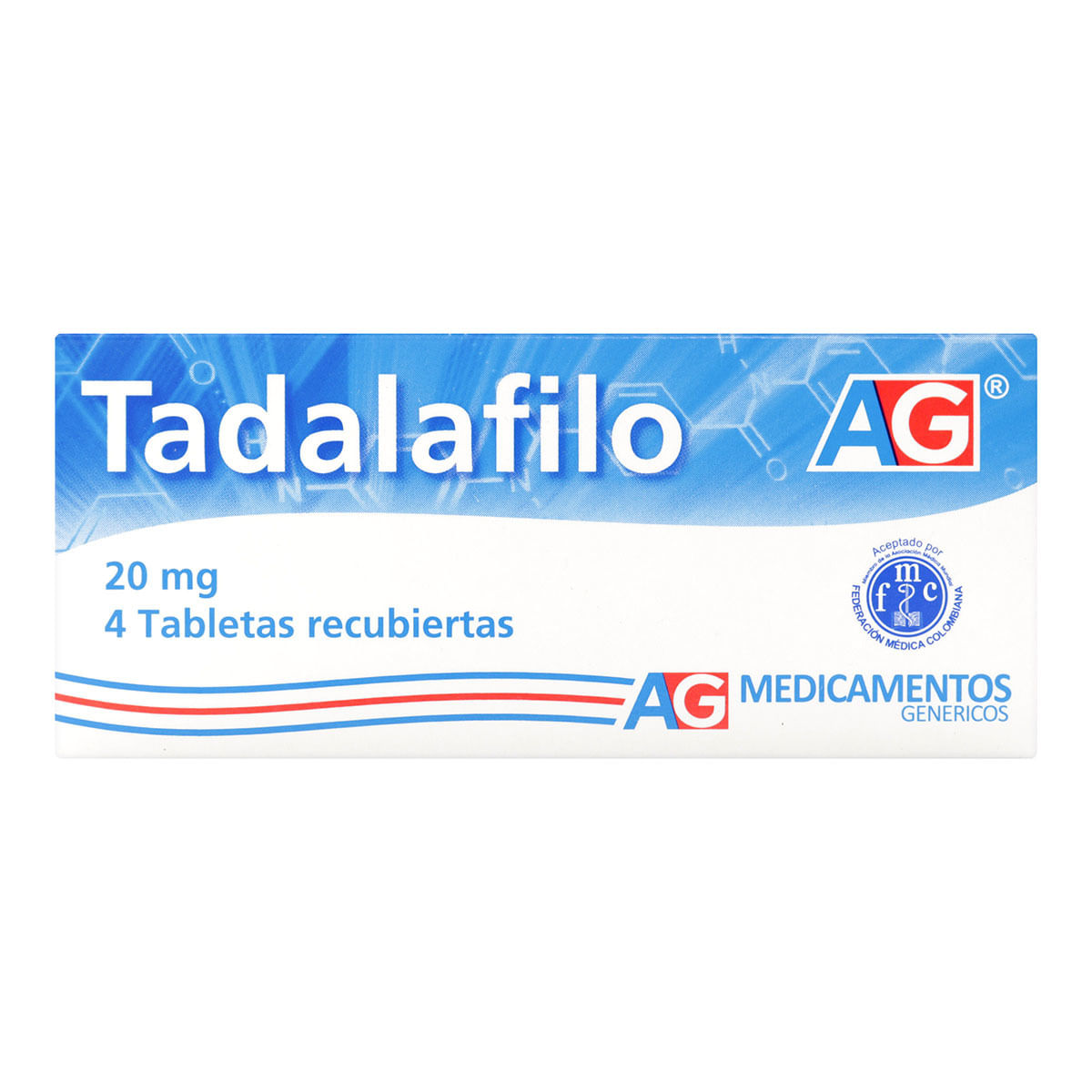 Tadalafilo 20 Mg Ag Caja X 4 Tabletas Recubiertas.