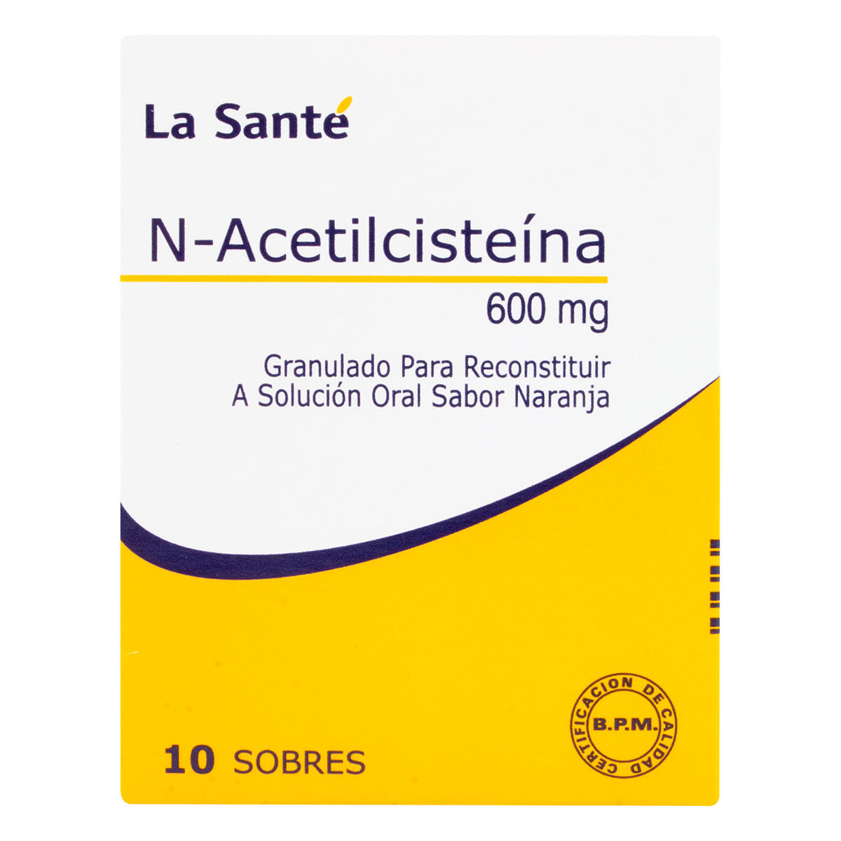 N-Acetilcisteína 600 Mg La Santé Granulado Naranja Caja X 10 Sobres.