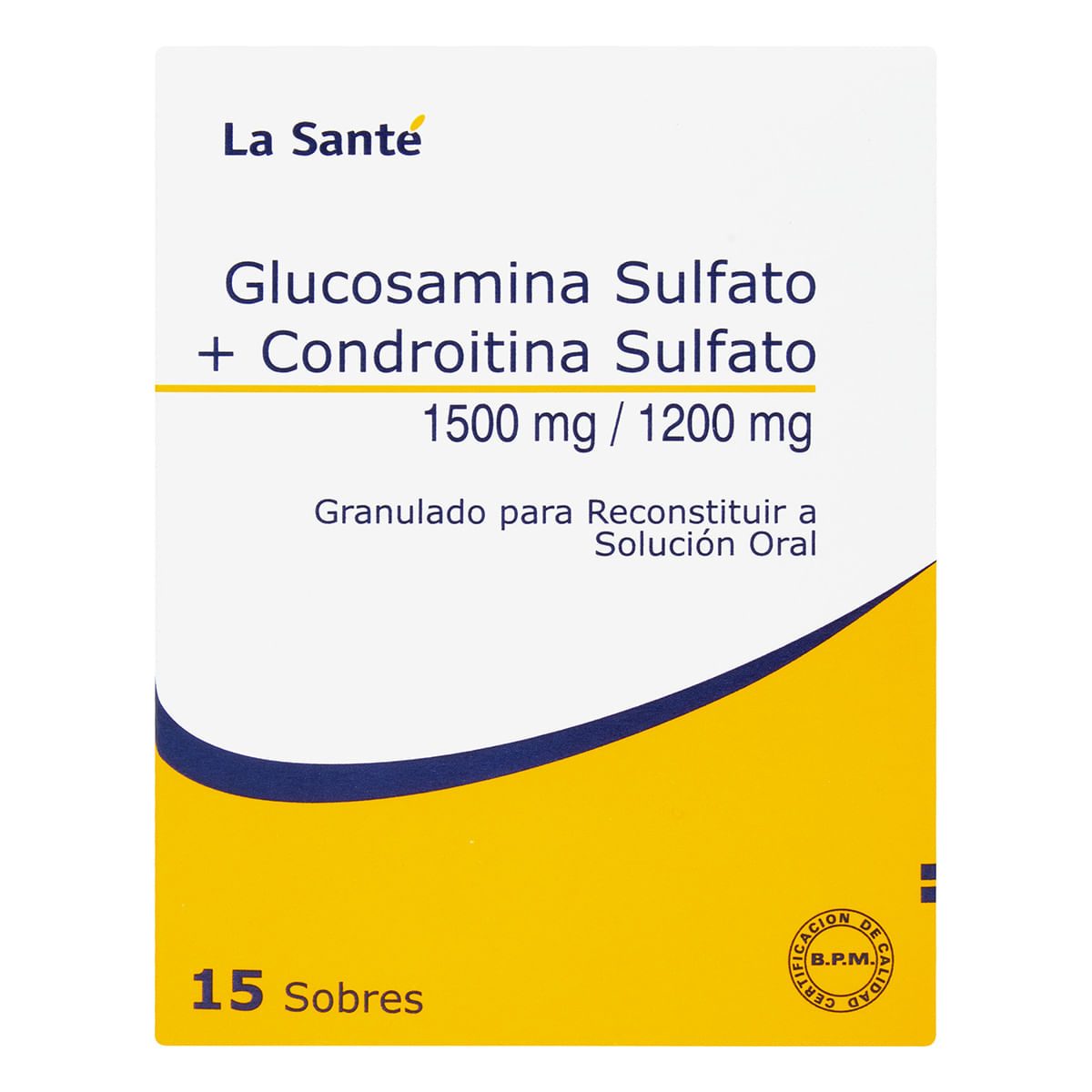 Solución Oral Glucosamina+Condroitina 1500 Mg/1200 Mg La Santé Caja X 15 Sobres.