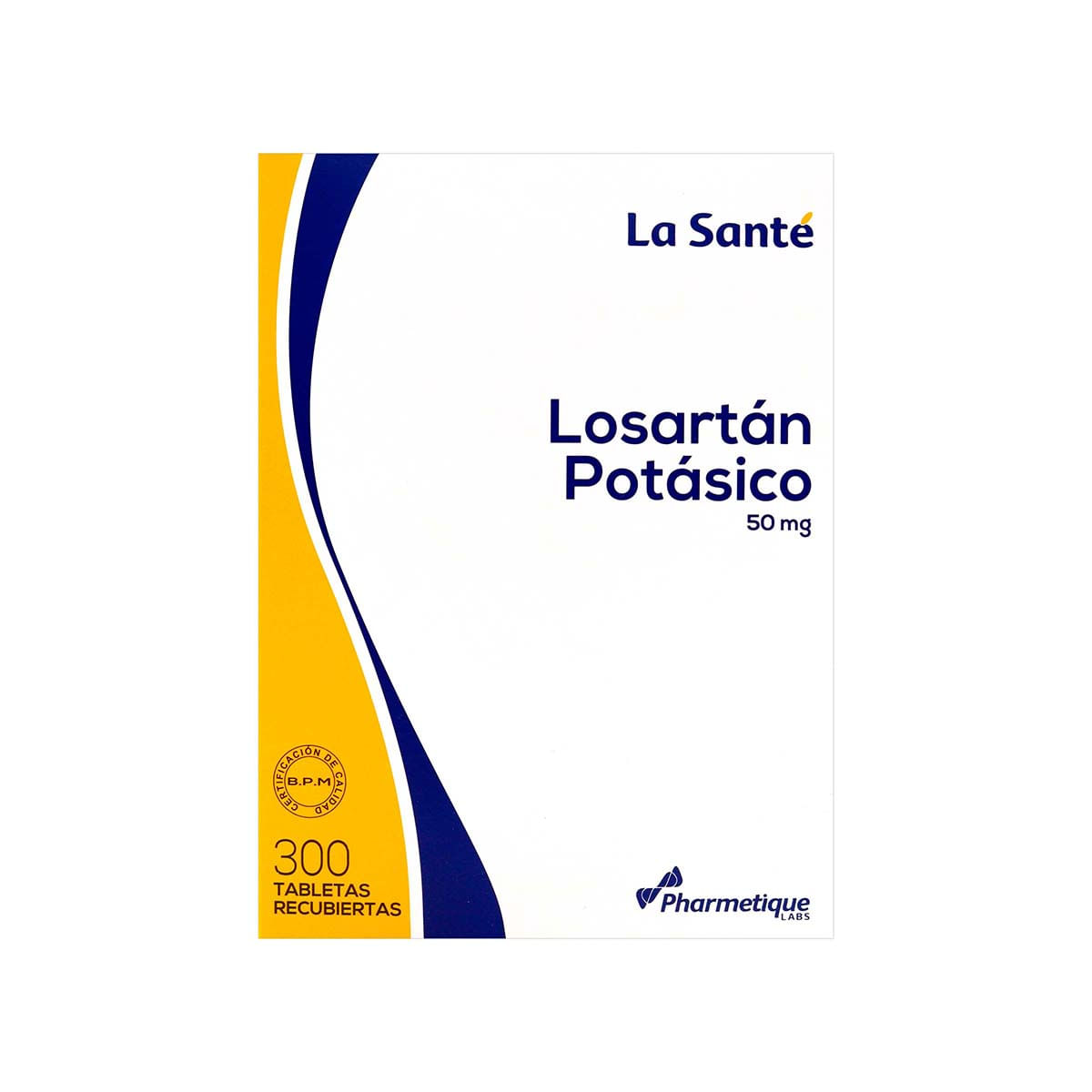 Losartán Potásico 50 Mg La Santé Caja X 300 Tabletas Recubiertas.