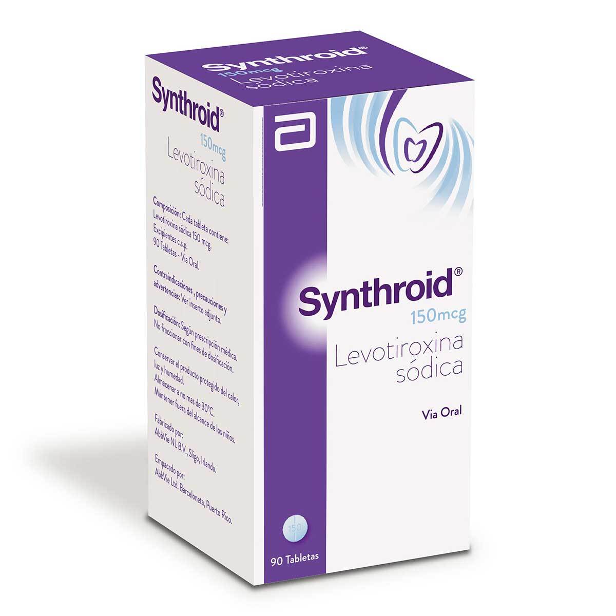 Synthroid 150Mcg Abbott Frasco X 90 Tabletas.