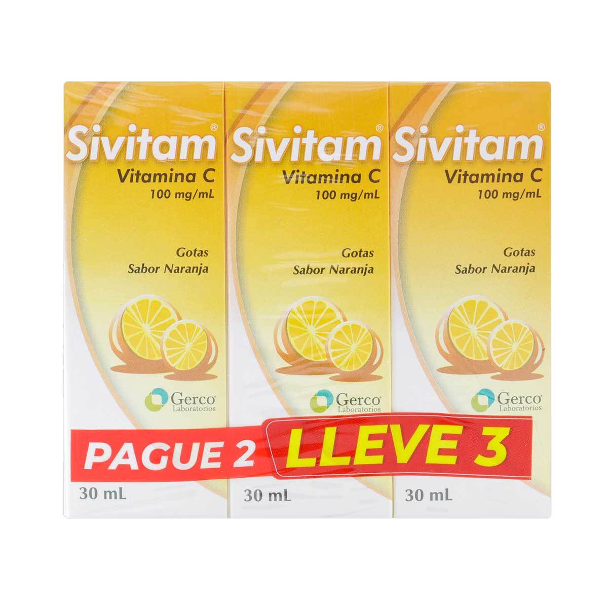 Sivitam 100 Mg/Ml Gerco Naranja Gotas Frasco X 30 Ml Pague 2 Lleve 3.