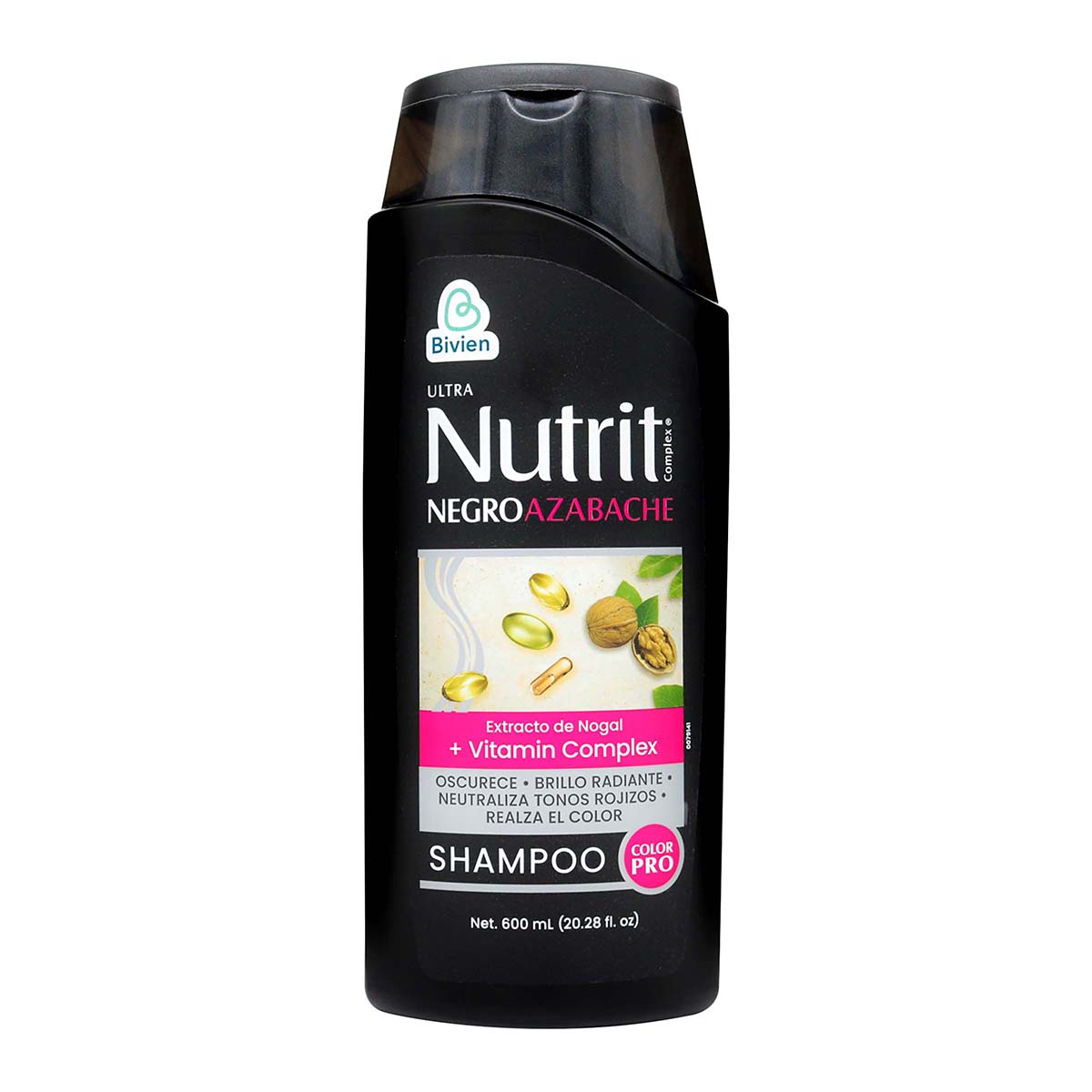 Shampoo Ultra Nutrit Negro Azabache Bivien Frasco x 600 mL