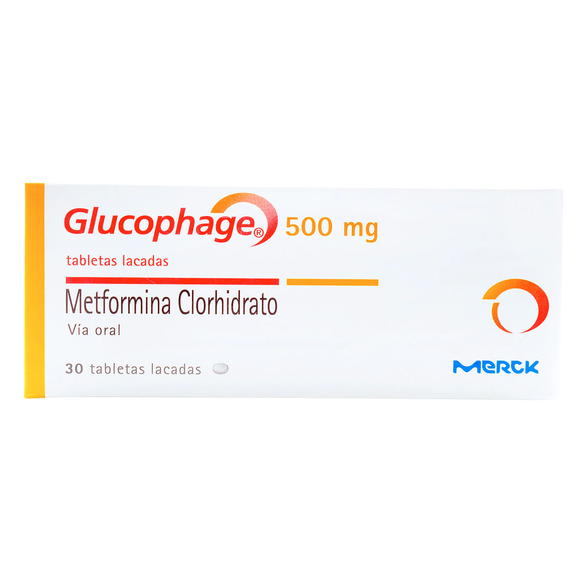 Glucophage 500 Mg Merck Caja X 30 Tabletas Lacadas.