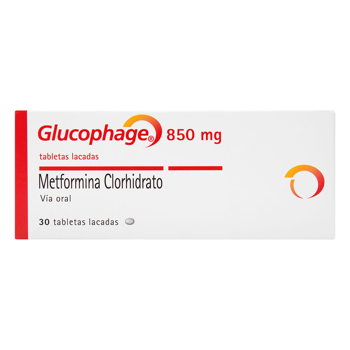 Glucophage 850 Mg Merck Caja X 30 Tabletas Lacadas.
