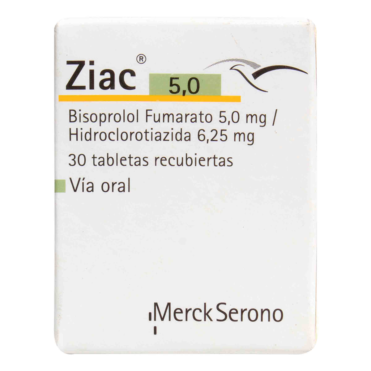 Ziac 5.0 Mg Merck Caja X 30 Tabletas Recubiertas.