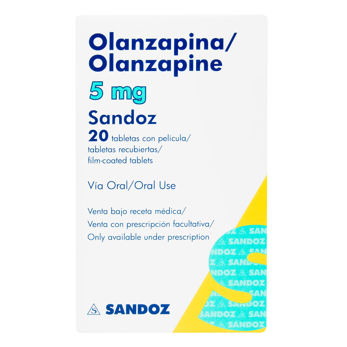 Olanzapina 5 Mg Sandoz Frasco X 20 Tabletas Recubiertas.