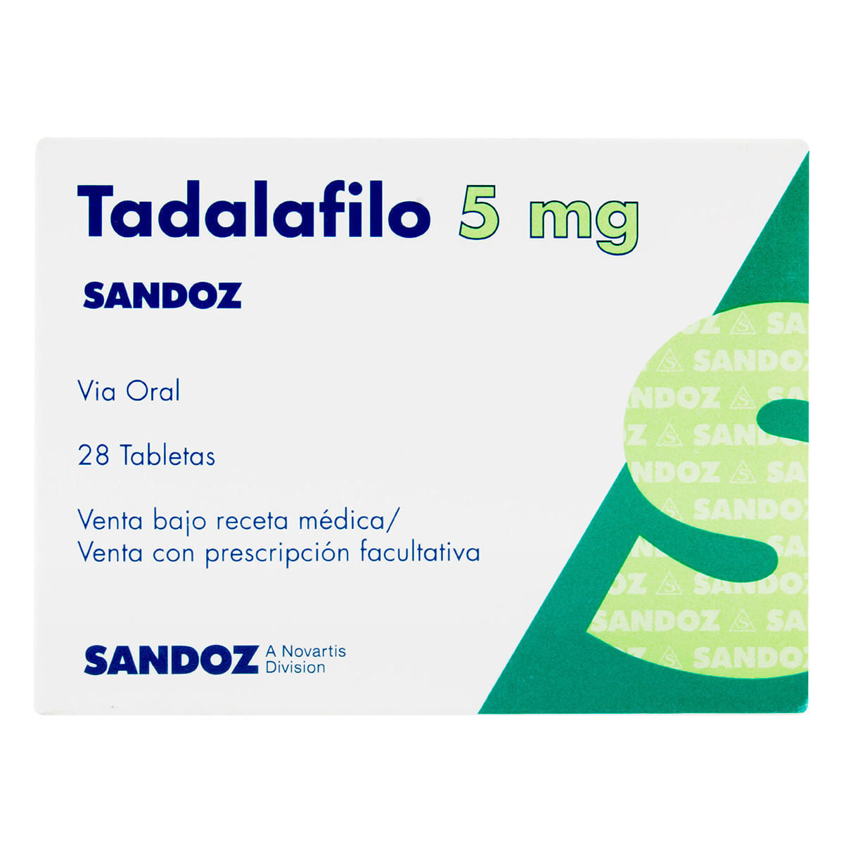 Tadalafilo 5 Mg Sandoz Caja X 28 Tabletas.
