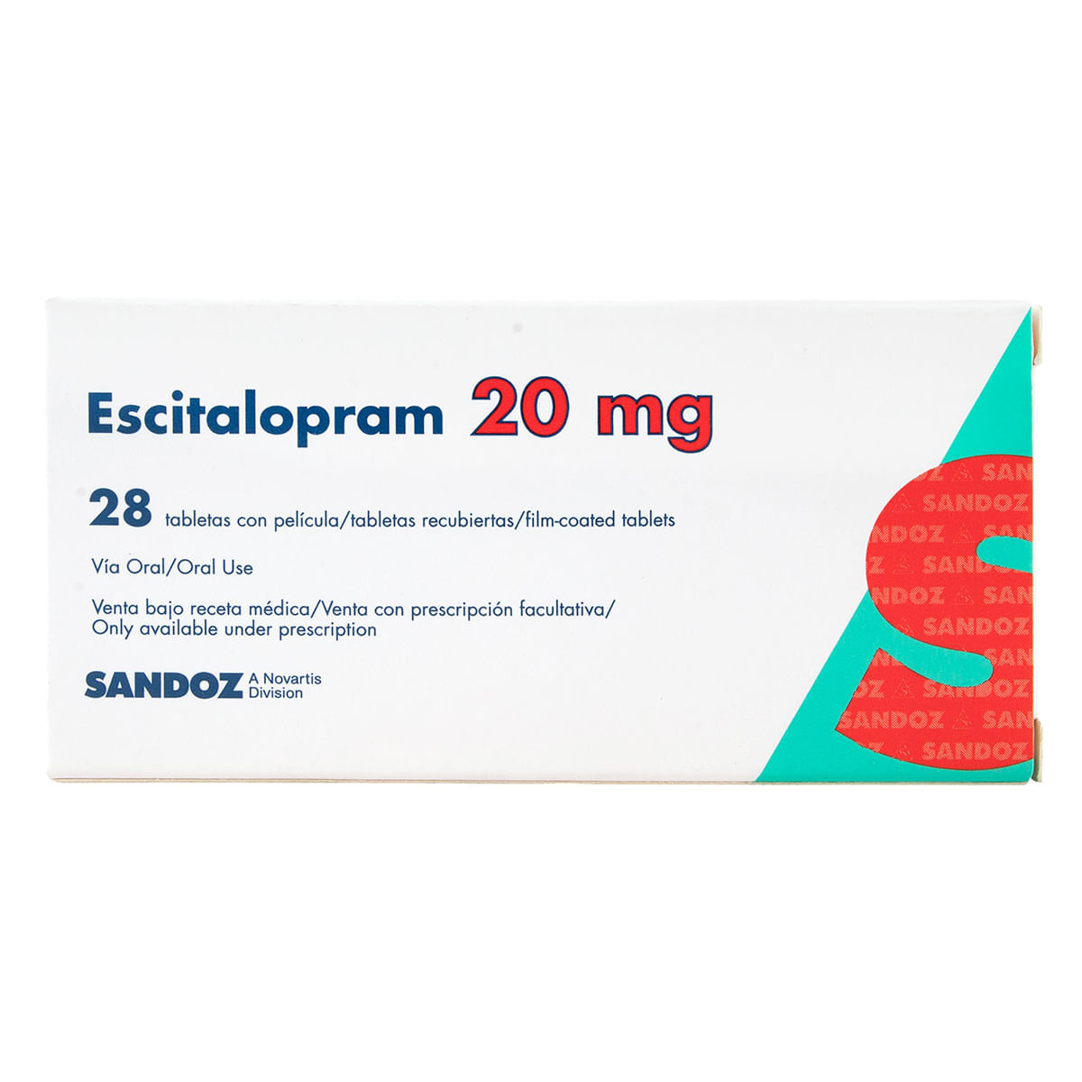 Escitalopram 20 Mg Sandoz Caja X 28 Tabletas Recubiertas.