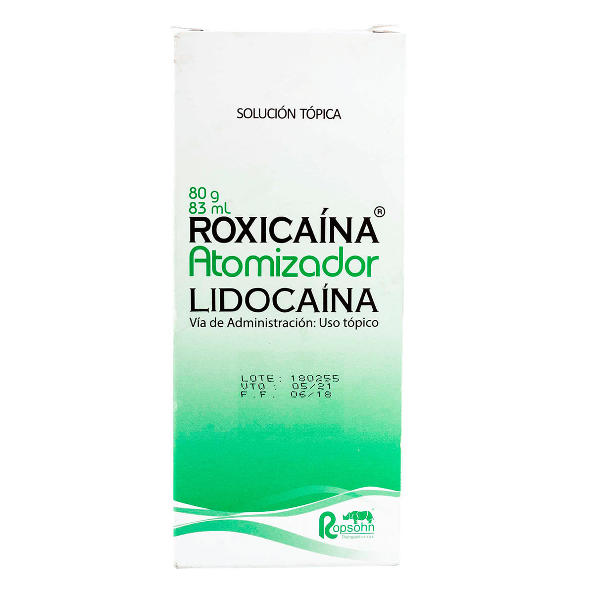Solución Tópica Roxicaína 80 G Ropsohn Atomizador X 83 Ml.