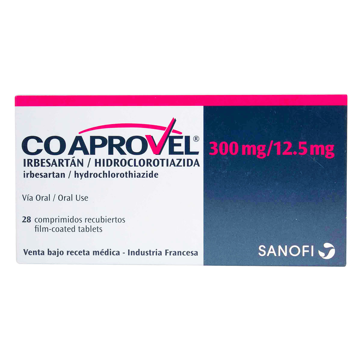 Coaprovel 300 Mg/12.5 Mg Sanofi Caja X 28 Comprimidos Recubiertos.