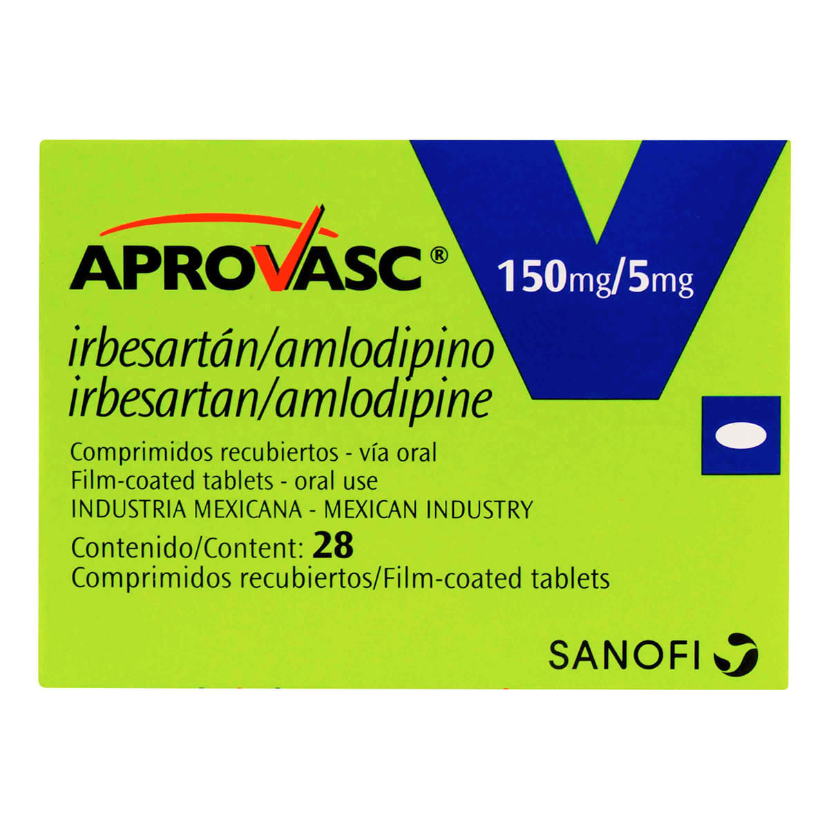 Aprovasc 150 Mg/5 Mg Sanofi Caja X 28 Tabletas.
