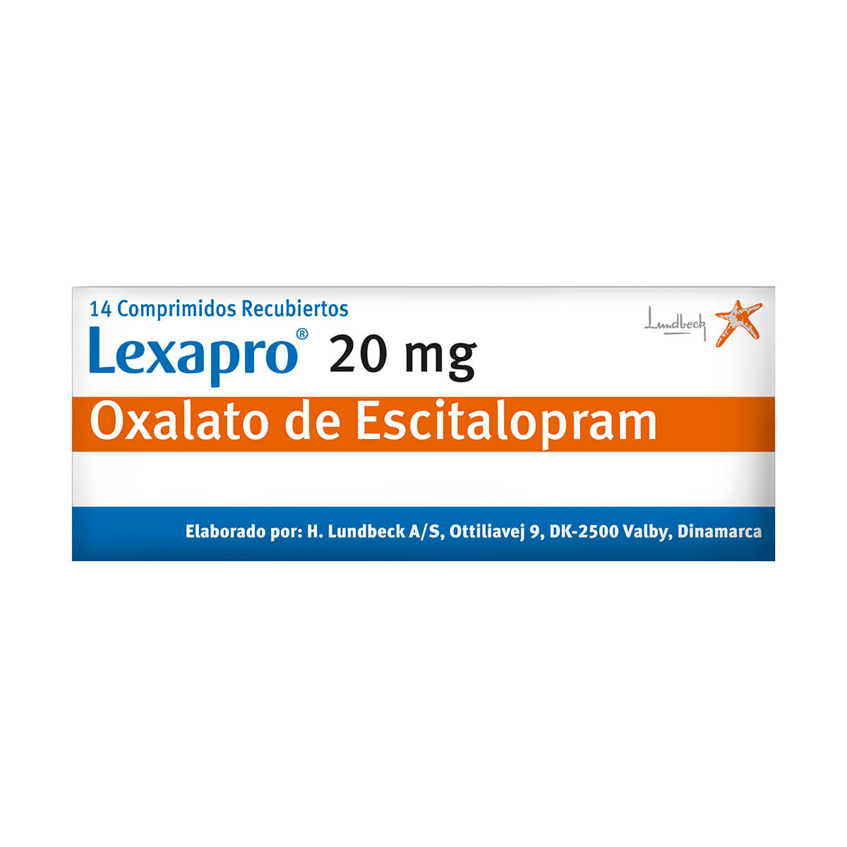 Lexapro 20 Mg Lundbeck Caja X 14 Comprimidos Recubiertos.