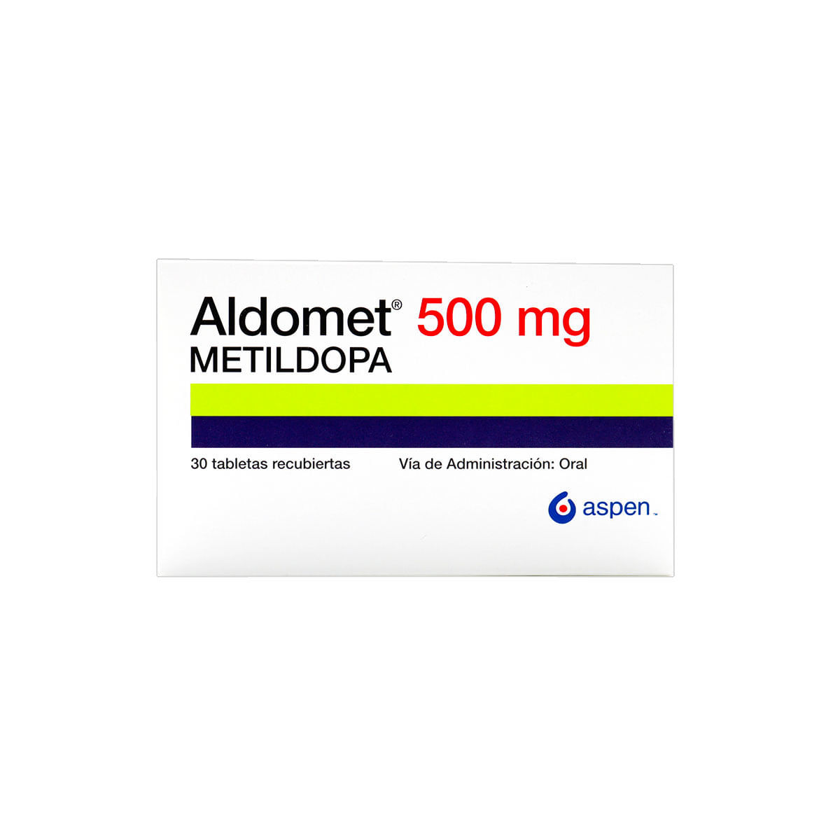 Aldomet 500 Mg Aspen Caja X 30 Tabletas Recubiertas.