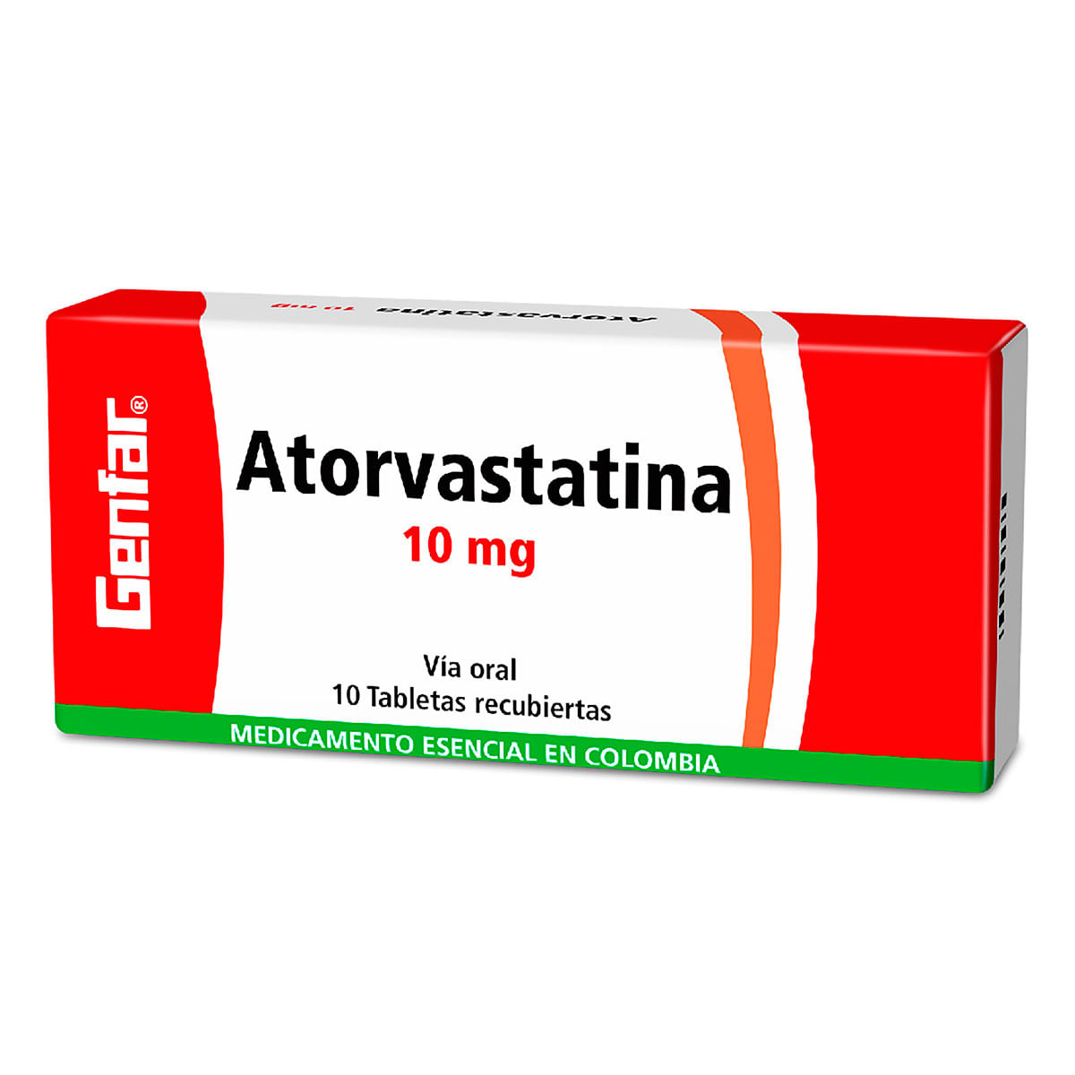 Atorvastatina 10 Mg Genfar Caja X 10 Tabletas Recubiertas.