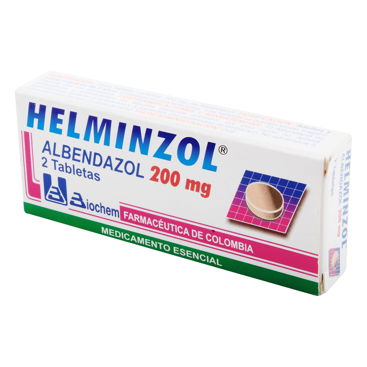 Helminzol 200 Mg Biochem Caja X 2 Tabletas.