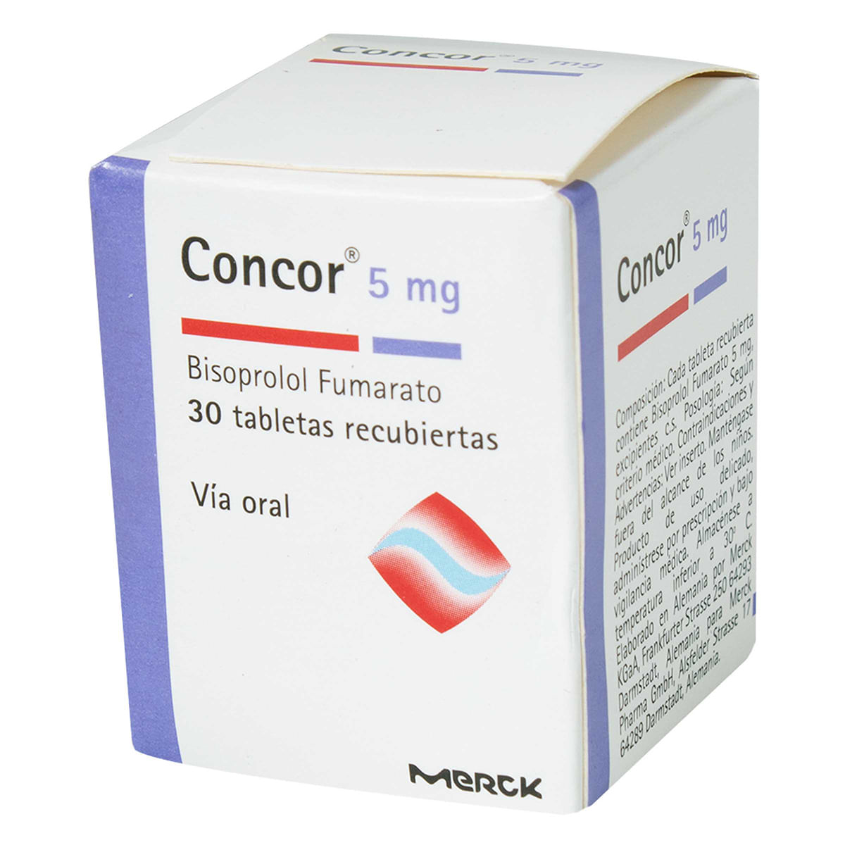 Concor 5 Mg Merck Caja X 30 Tabletas Recubiertas.