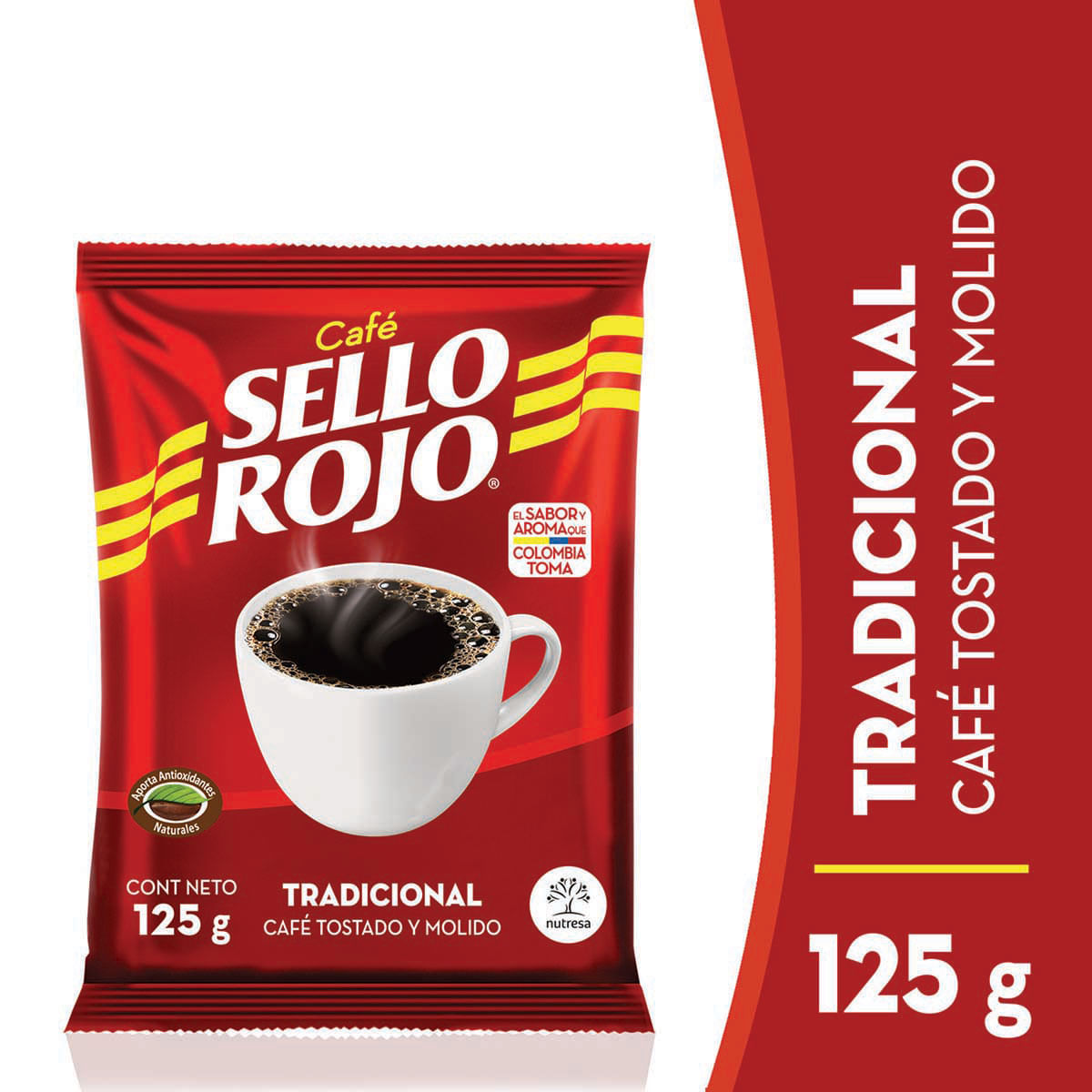 Café Sello Rojo Tradicional Molido y Tostado Paquete x 125 g