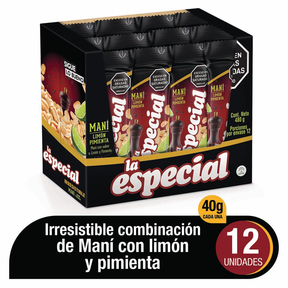 Maní La Especial Limón Pimienta Caja X 480 G X 12 Uds.