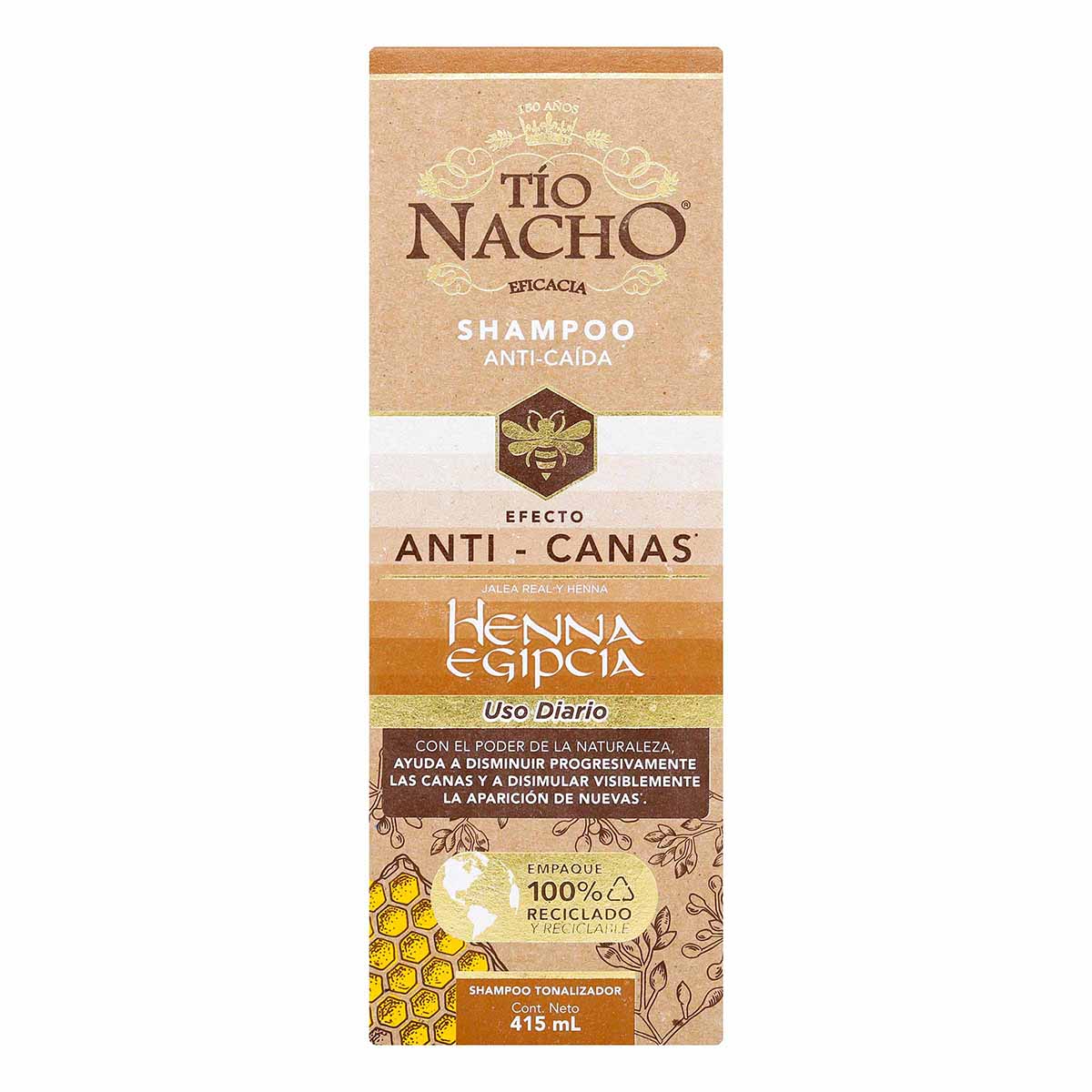 Shampoo Anti-Canas Henna Egipcia Tío Nacho Frasco x 415 mL