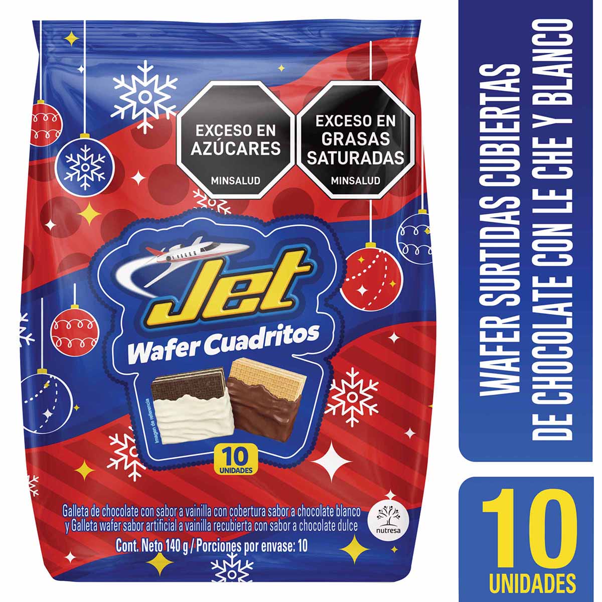 Galletas Wafer JET Sabor Chocolate y Vainilla Jet Bolsa x 140 Gramos