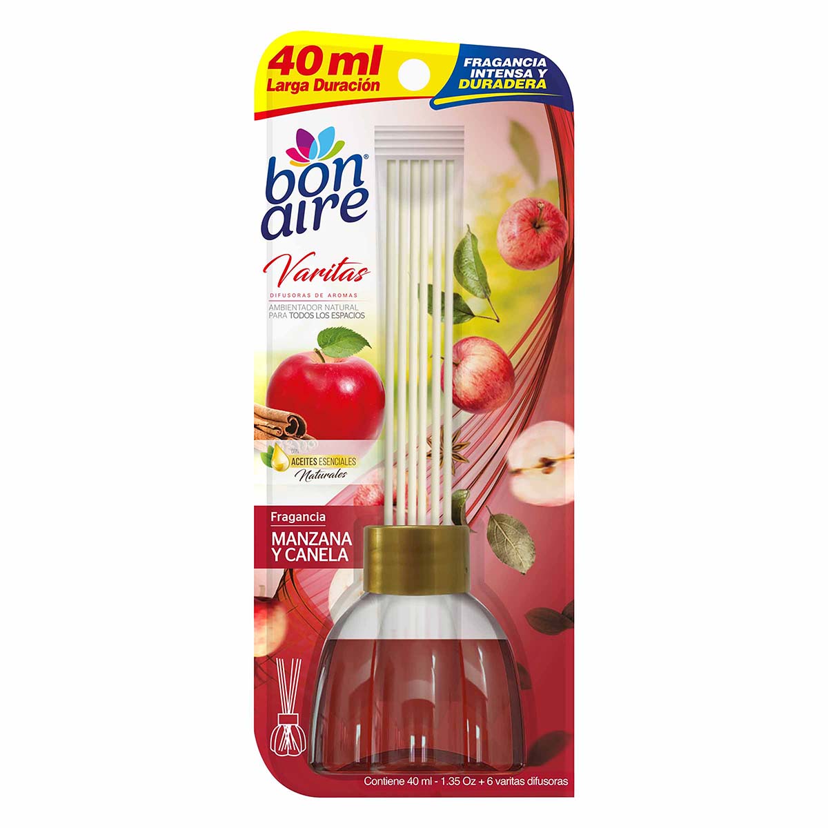 Ambientador Bonaire Varitas Manzana y Canela Frasco x 40 mL