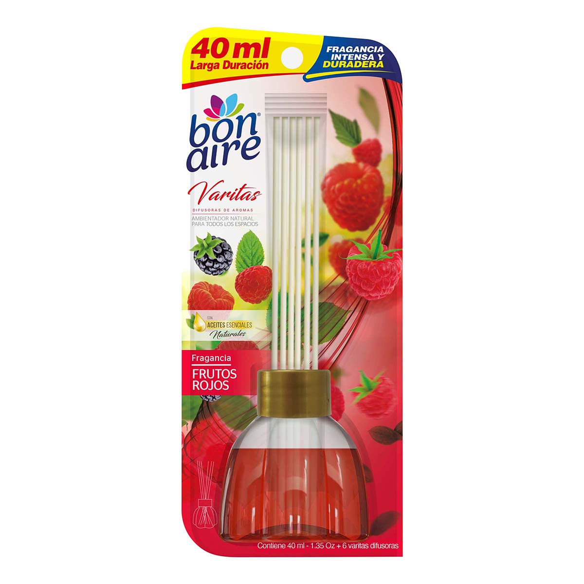 Ambientador Bonaire Varitas Frutos Rojos Frasco x 40 mL